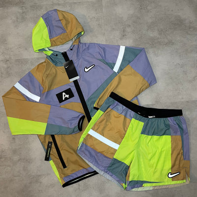 PATCHWORK SHORTS & WINDRUNNER SET - ORANGE/LILAC